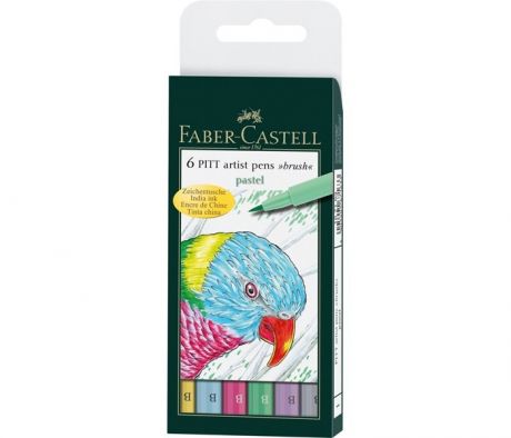 Канцелярия Faber-Castell Капиллярные ручки PITT artist pen пастельные оттенки 6 шт.