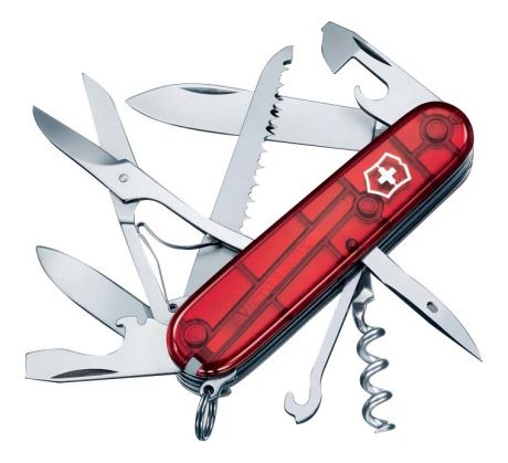 Нож перочинный Huntsman 91мм 15 функций (полупрозрачный красный)