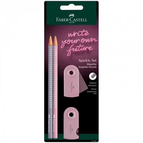 Карандаши, восковые мелки, пастель Faber-Castell Набор карандашей Sparkle 2 шт. + точилка + ластик Sleeve