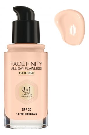 Тональная основа Facefinity All Day Flawless 3 in 1 30мл: 10 Fair Porcelain