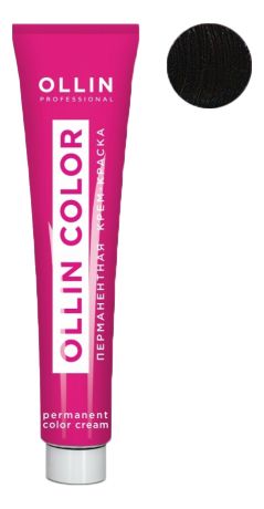 Перманентная крем-краска для волос с экстрактом подсолнечника и шелка Ollin Color 100мл: 1/0 Иссиня-черный