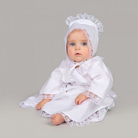 Крестильная одежда Pituso Комплект для крещения девочки 2 предмета (платье, чепчик)