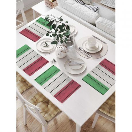 Хозяйственные товары JoyArty Комплект салфеток для сервировки стола Деревянные доски цвета Итальянского флага 46х32 см