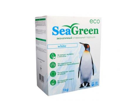 Бытовая химия SeaGreen Порошок стиральный для белых вещей бесфосфатный концентрированный 1 кг