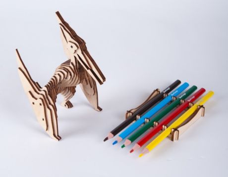 Сборные модели Uniwood Деревянный конструктор Птеродактиль с набором карандашей