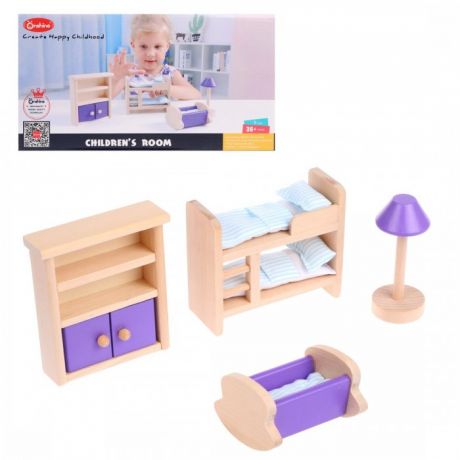 Кукольные домики и мебель Наша Игрушка Набор деревянной мебели Детская (9 предметов)