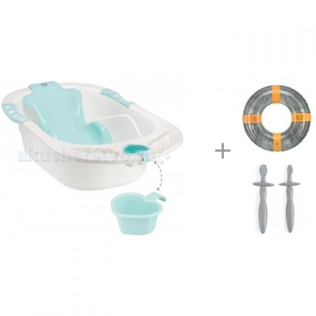 Детские ванночки Happy Baby Ванночка Bath Comfort с кругом Fish 55 см и зубными щетками Tooth Brushes