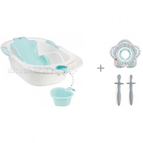 Детские ванночки Happy Baby Ванночка Bath Comfort с кругом Aquafun Watermelon и зубными щетками Tooth Brushes