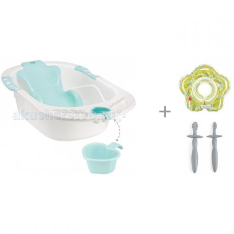 Детские ванночки Happy Baby Ванночка Bath Comfort с кругом Aquafun Pineapple и зубными щетками Tooth Brushes