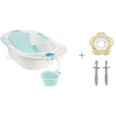 Детские ванночки Happy Baby Ванночка Bath Comfort с кругом Swimmer Banana и зубными щетками Tooth Brushes