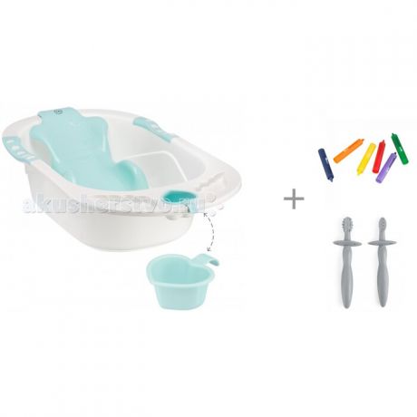 Детские ванночки Happy Baby Ванночка Bath Comfort с мелками Bath Art и зубными щетками Tooth Brushes