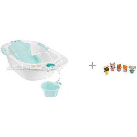 Детские ванночки Happy Baby Ванночка детская с анатомической горкой Bath Comfort и Набор ПВХ-игрушек Little Friends