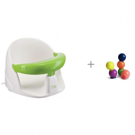 Горки и сиденья для ванн Happy Baby Сиденье для ванны Favorite со съемным бампером и Набор ПВХ-игрушек IQ-Bubbles