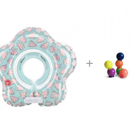 Круги для купания Happy Baby Aquafun Watermelon и Набор ПВХ-игрушек для ванной IQ-Bubbles
