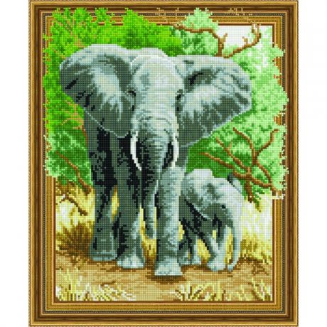 Картины своими руками Paintboy Алмазная картина на подрамнике Слоны на прогулке 50х40 см