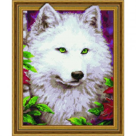Картины своими руками Paintboy Алмазная картина на подрамнике Белая волчица 50х40 см