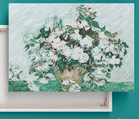 Картины по номерам Color Kit Картина по номерам на подрамнике Белые розы Ван Гог 50х40 см