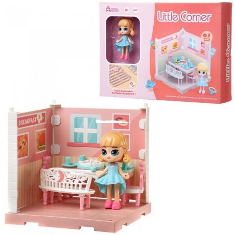 Кукольные домики и мебель ABtoys Модульный домик Собери сам Мини-кукла в столовой с аксессуарами