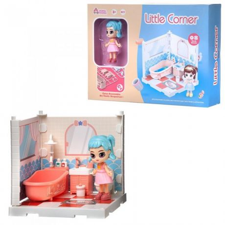 Кукольные домики и мебель ABtoys Модульный домик Собери сам Мини-кукла в ванной комнате с аксессуарами