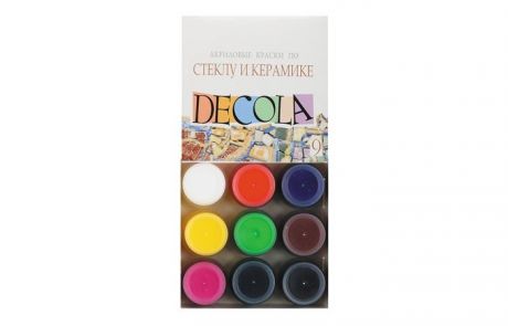 Краски Decola Акрил по стеклу и керамике 9 цветов банка 20 мл