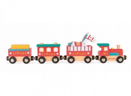 Деревянные игрушки Janod Поезд на магнитах с фигурками Цирк