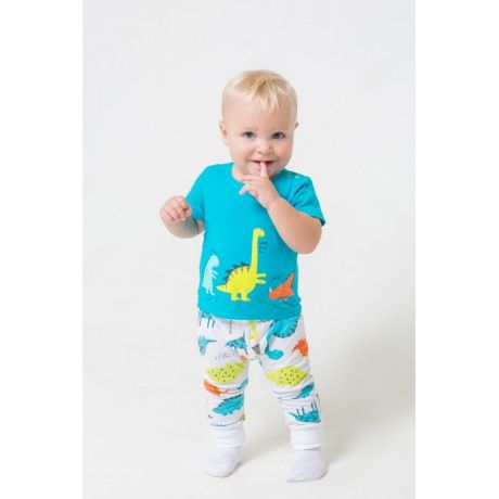 Комплекты детской одежды Crockid Комплект для мальчика (футболки и брюки) Динозавры К 2737