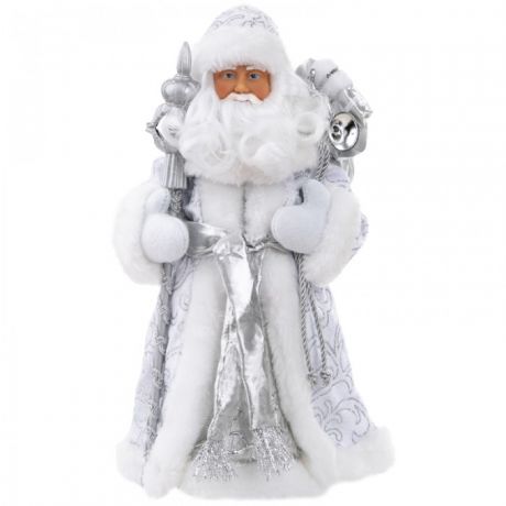 Новогодние украшения Феникс Презент Декоративная кукла Дед Мороз в серебряном костюме 30.5 см