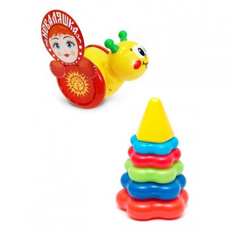 Развивающие игрушки Тебе-Игрушка Каталка-неваляшка Улитка № 1 + Пирамида детская малая