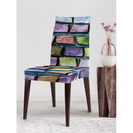 Аксессуары для мебели JoyArty Декоративный велюровый чехол на стул со спинкой Стена из радужных камней