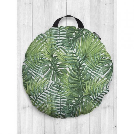 Подушки для малыша JoyArty Декоративная подушка сидушка круглая Тропические листья 52 см