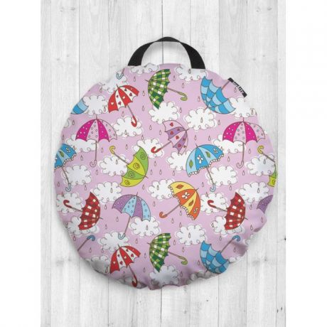 Подушки для малыша JoyArty Декоративная подушка сидушка круглая Дождь из зонтов 52 см
