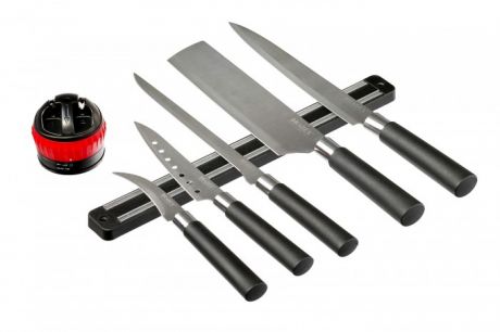 Выпечка и приготовление Bradex Набор ножей Самурай с ножеточкой и магнитным держателем (5 предметов)