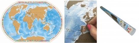 Атласы и карты Ди Эм Би Скретч карта мира со стирающимся слоем 1:40 Прозрачный подарочный тубус 90х58
