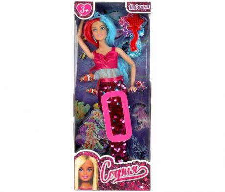 Куклы и одежда для кукол Карапуз Кукла София русалка, руки и ноги сгибаются, цветные волосы 29 см