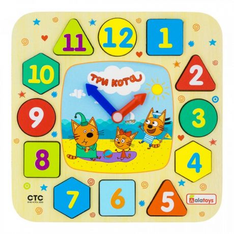 Деревянные игрушки Alatoys Часики Три кота (12 деталей) ЧС15