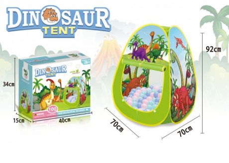 Палатки-домики Without Игровой домик-палатка Динозаврик с шариками 100 шт.