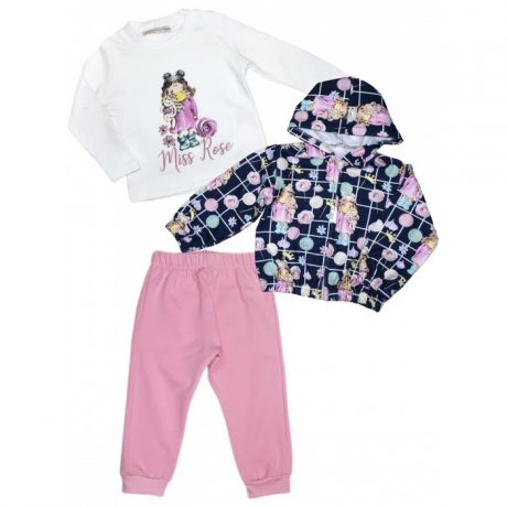 Комплекты детской одежды Baby Rose Комплект для девочки жакет, лонгслив, брюки 7692
