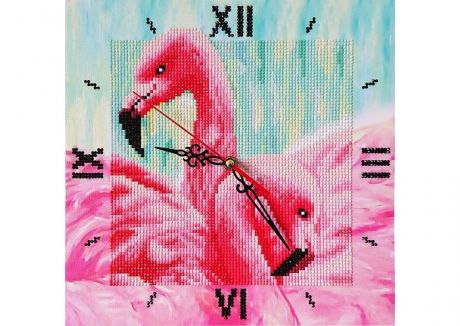 Картины своими руками Color Kit Алмазная мозаика часы Грациозные фламинго 30х30 см