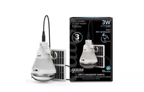 Светильники Gauss Лампа LED A60 3W 130lm 4000K с солнечной панелью