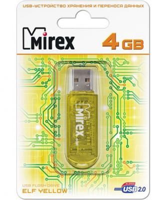 Флеш накопитель 4GB Mirex Elf, USB 2.0, Желтый