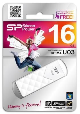 Внешний накопитель 16GB USB Drive <USB 2.0> Silicon Power Ultima U3 White SP016GBUF2U03V1W
