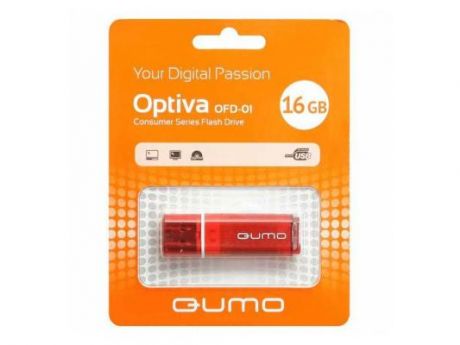 Флешка 16Gb QUMO QM16GUD-OP1-red USB 2.0 красный