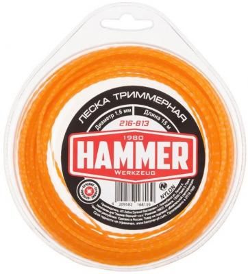 Леска триммерная Hammer 216-813 1.6мм 15м витой квадрат в блистере