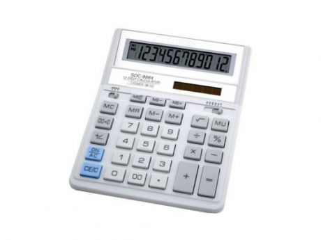 Калькулятор Citizen SDC-888XWH двойное питание 12 разрядов бухгалтерский белый/серый