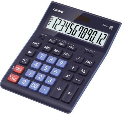 Калькулятор настольный CASIO GR-12BU 12-разрядный синий
