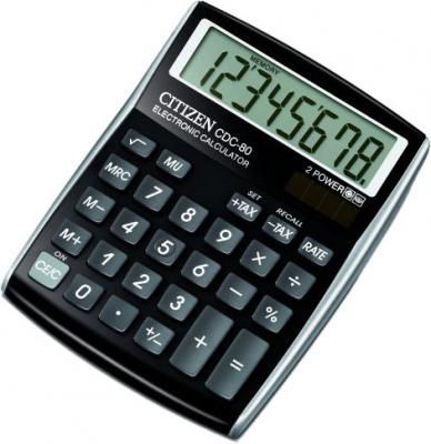 Калькулятор настольный 8 разр. 2-е питание TAX MU, черный, разм. 135х108х24 мм