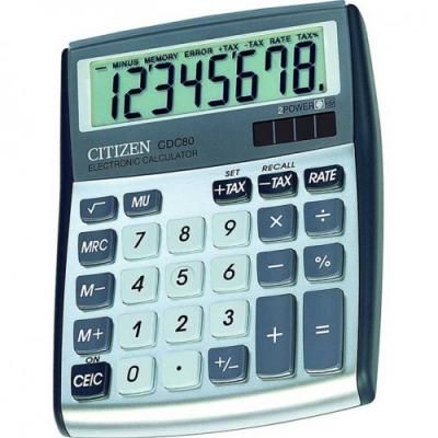 Калькулятор настольный 8 разр. 2-е питание TAX MU, белый/серый, разм. 135х108х24 мм