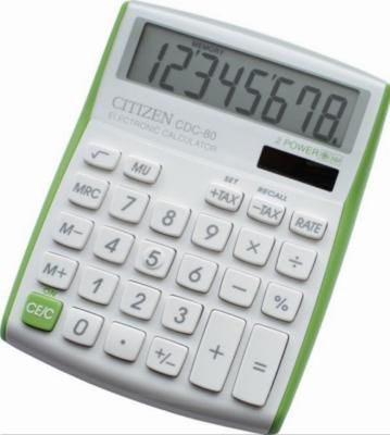 Калькулятор наcтольный 8 разр. 2-е питание TAX MU, 135х108х24 мм, белый/салатовый