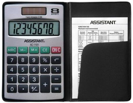 Калькулятор карманный 8-разр., двойное питание, ПВХ обложка, металл. панель, разм.115х69х10 мм