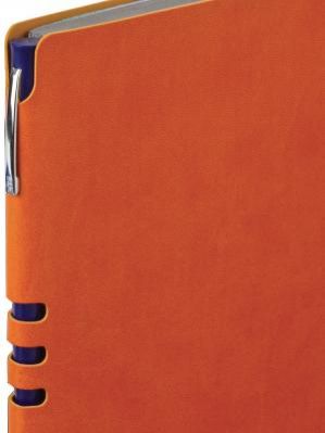 Бизнес-тетрадь BRAUBERG "NEBRASKA", А4-, 220x265 мм, кожзам, клетка, 96 листов, ручка, оранжевый, 110961